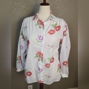 All Hours Red Floral Button-Down Shirt Large (6015)